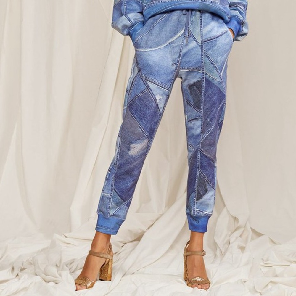 EUC Cynthia Rowley DIXIE DENIM PRINTED SWEATPANTS - DENIM Sz XS